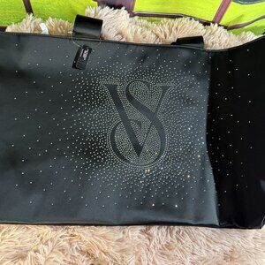 NWT Victoria's Secret Rhinestone Shine Tote Bag - Black